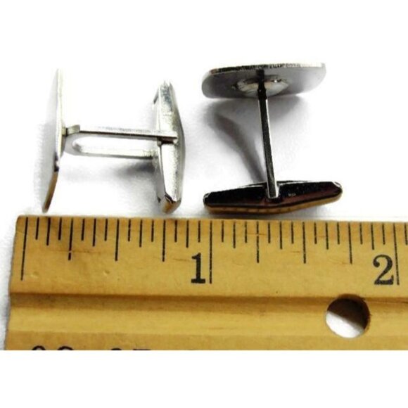 Cufflinks Rough Gradient Texture Sterling Silver 925 Vintage Patina - Picture 7 of 9